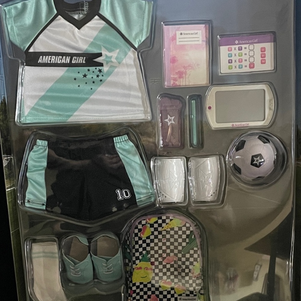 American Girl Teal and Black Soccer Gear Set